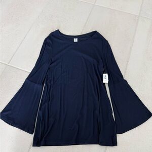 Navy Bell Sleeve Long-Sleeve